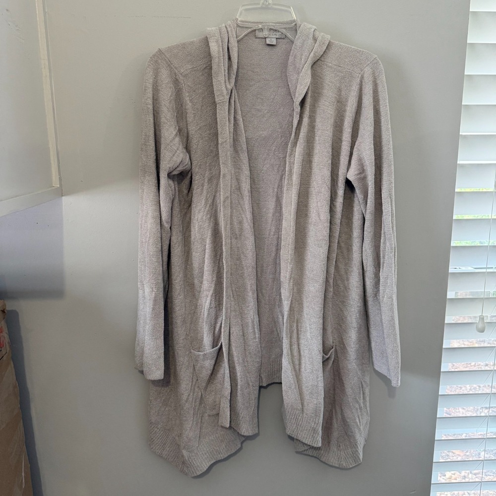 Barefoot Dreams CozyChic Ultra Lite Hooded Cardigan Women's Small‎ Beige Sweater
